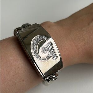 Men's Guess G Silver Cuban Bracelet Hidden Watch